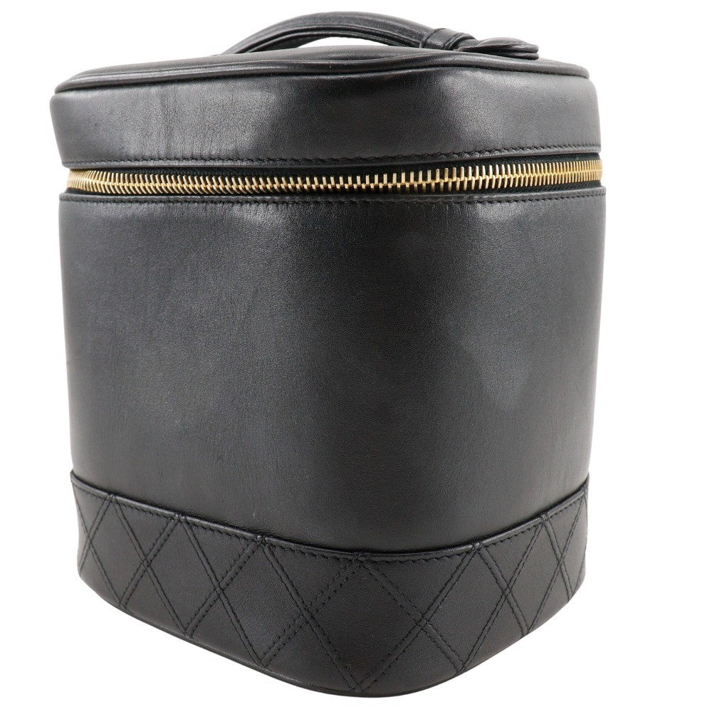 Chanel Vintage Cosmetic Case Leather Black Leather Clutche & Pouche Bag (Pre-Owned)