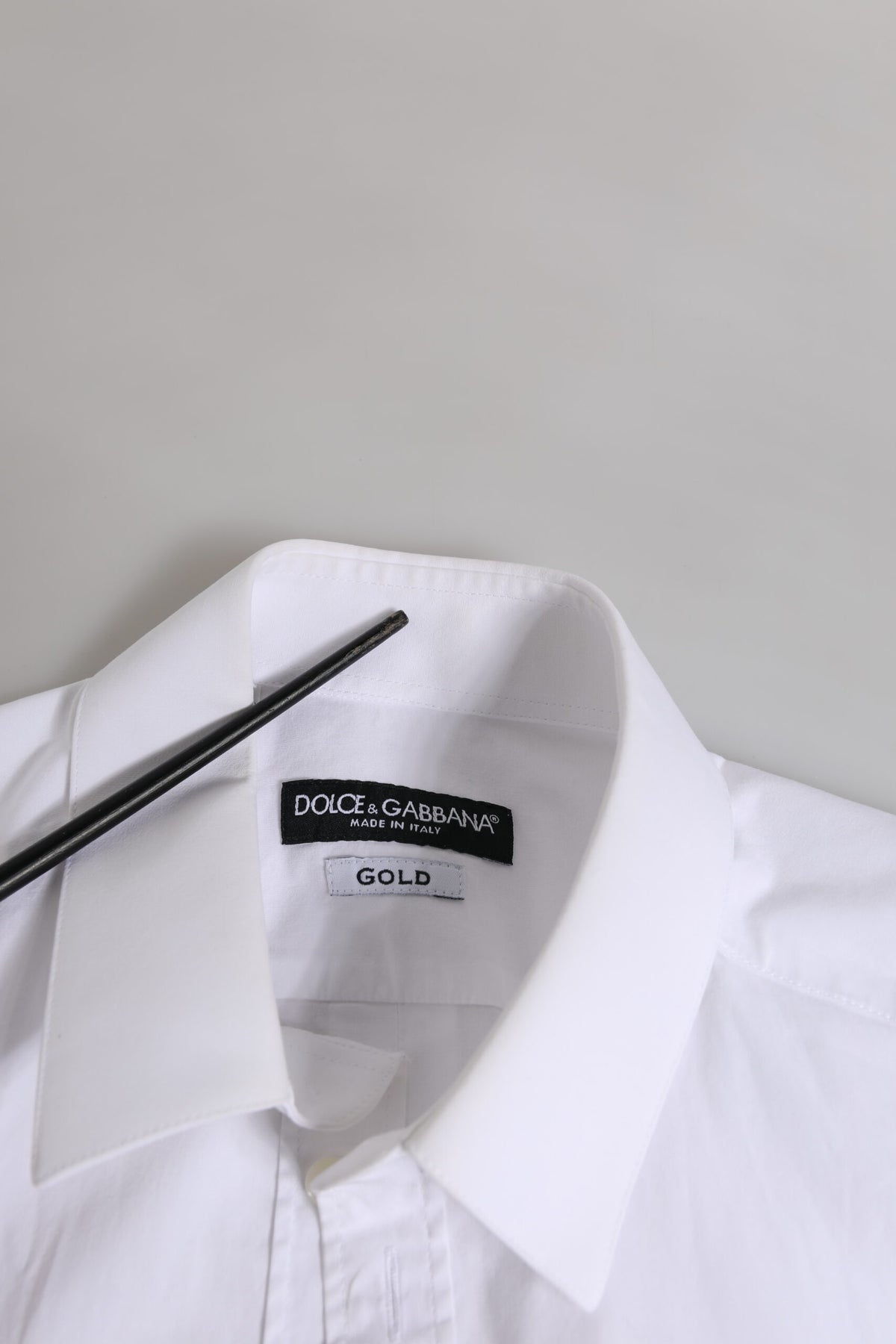 Dolce & Gabbana White Cotton GOLD Long Sleeve Men Dress Men's Shirt (Pre-Owned)