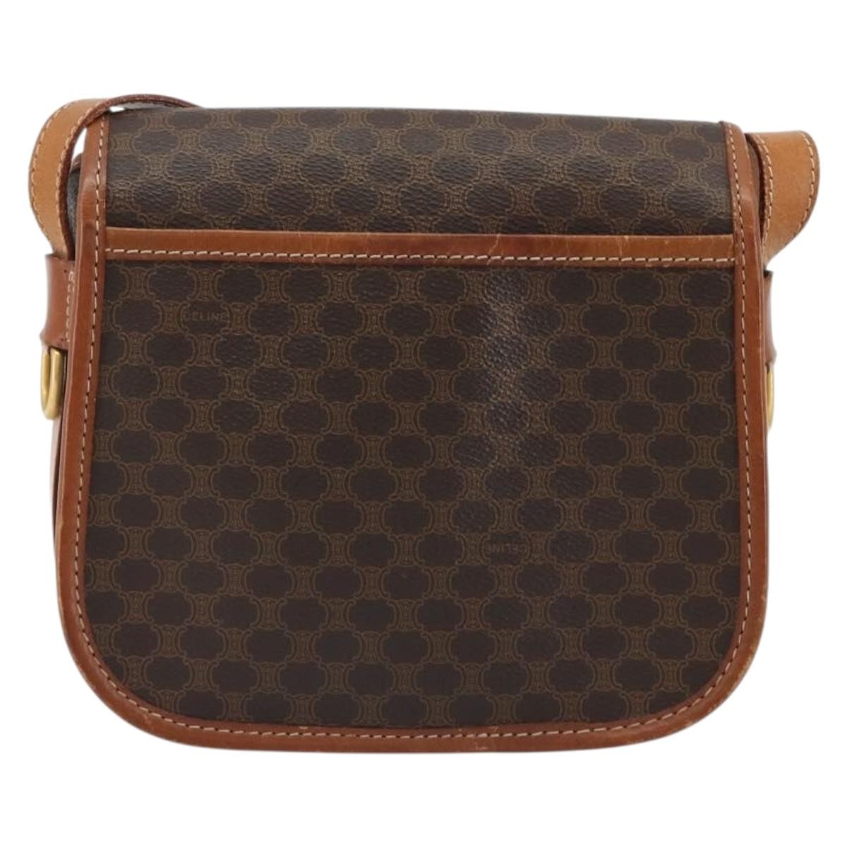 Celine Vintage Macadam Canvas And Leather Brown Canvas Shoulder Bag Bag (Pre-Owned)
