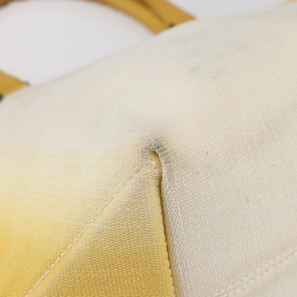 Bottega Veneta Braided Handle Open Canvas With Leather Yellow Canvas Bag (Pre-Owned)