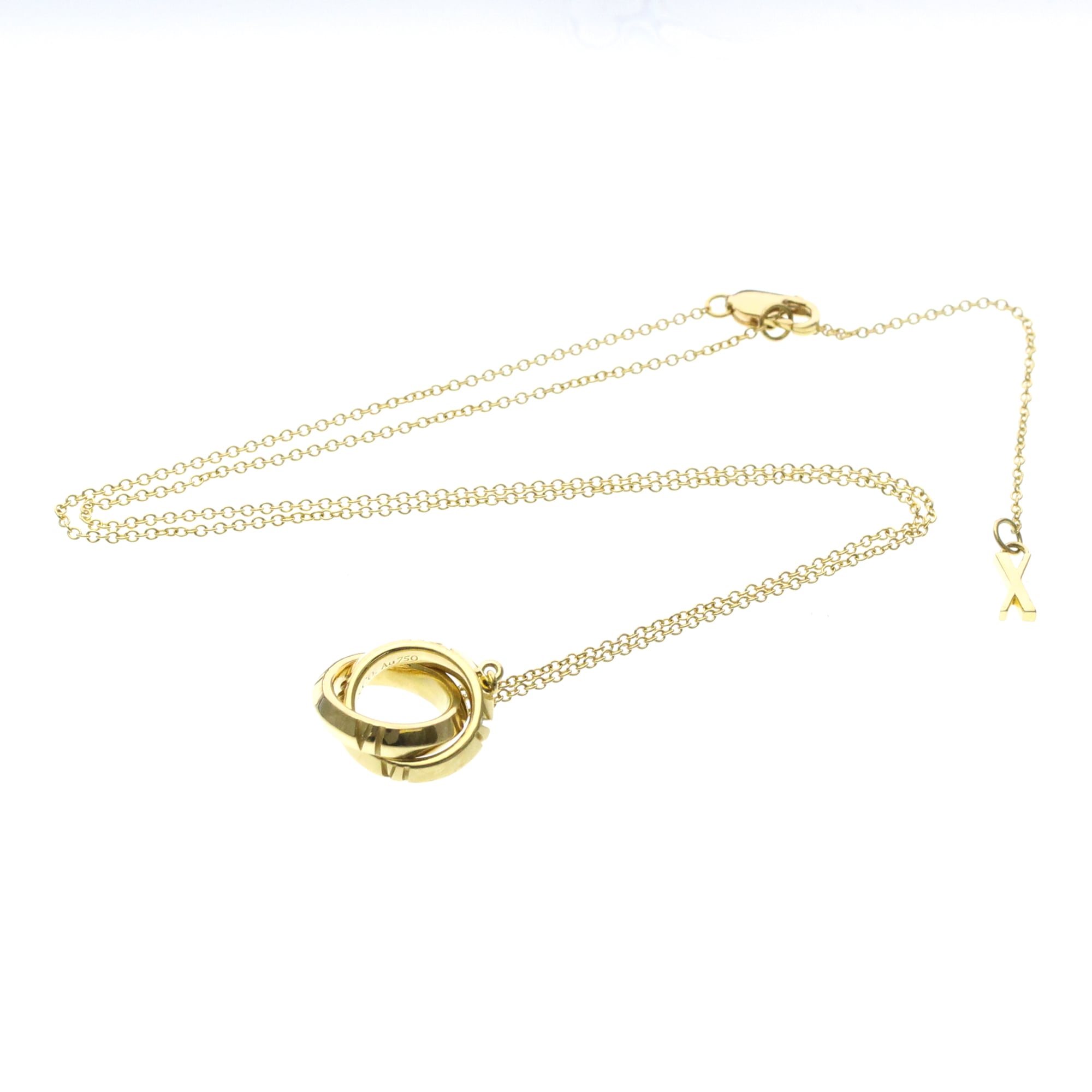 Tiffany & Co. Atlas X Closed Interlocking Pendant 18K Yellow Gold Gold Yellow_Gold Necklace Jewelry (Pre-Owned)