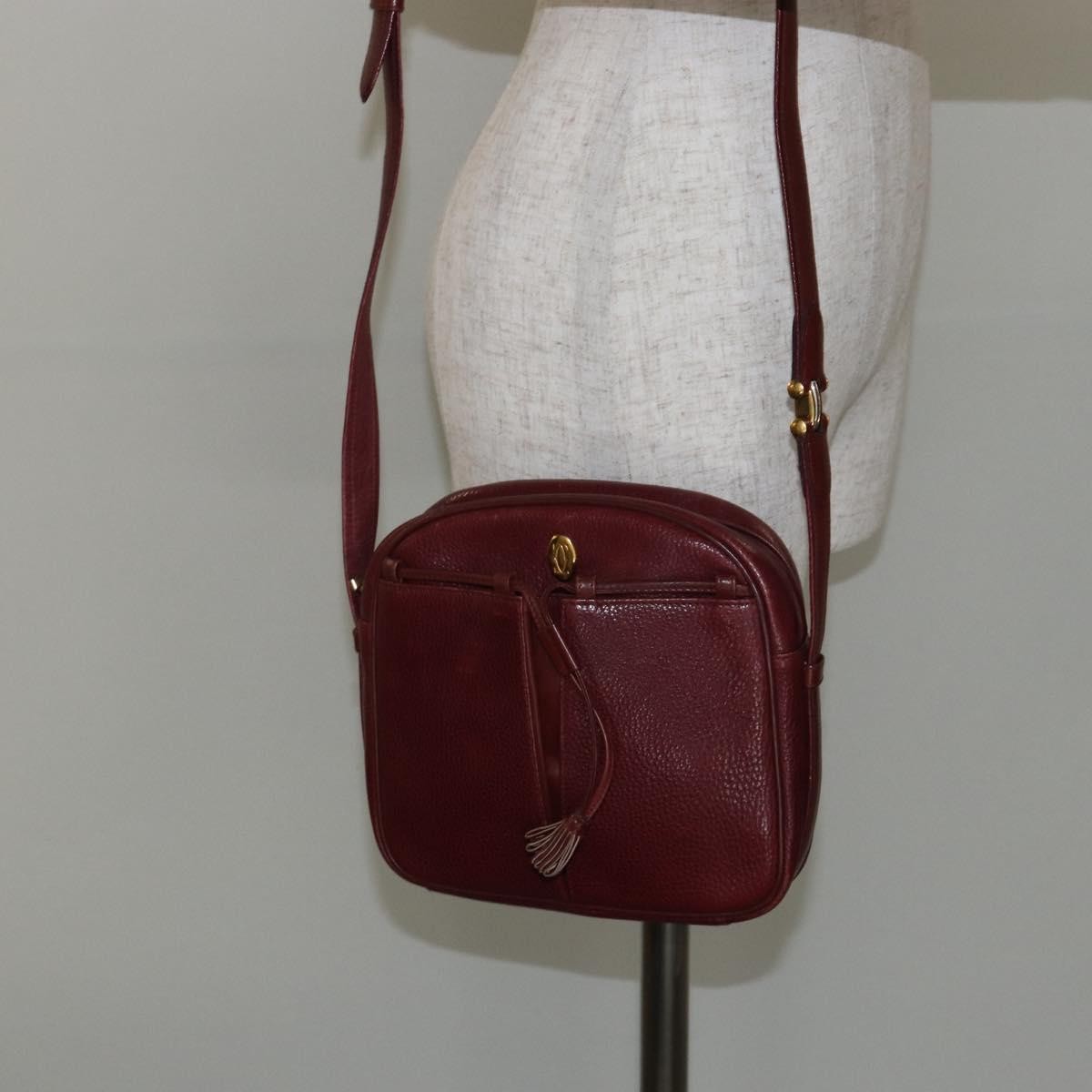 Cartier Tasseled Must De Cartier Leather Burgundy Leather Shoulder Bag Bag (Pre-Owned)