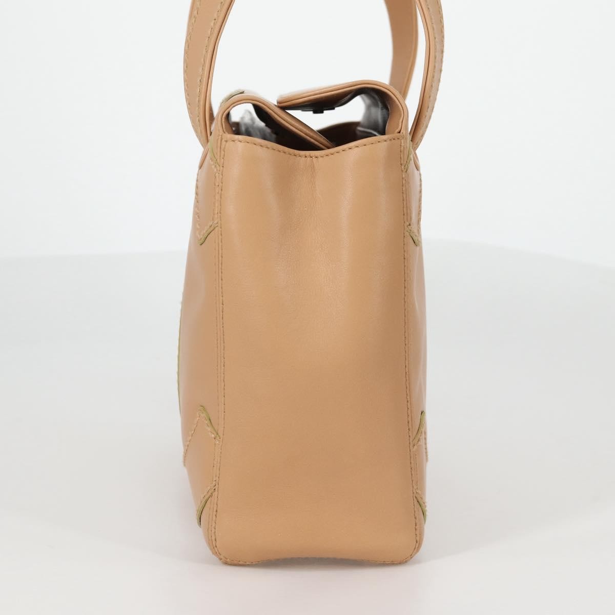 Chanel Cc Stitch Tote Lambskin Beige Leather Bag (Pre-Owned)