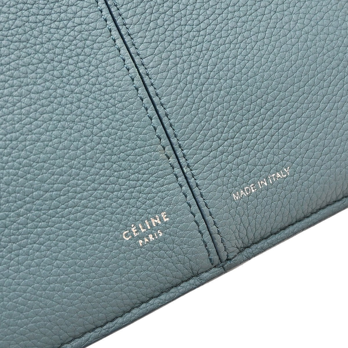 Celine Tri-Fold Grained Calfskin Blue Leather Shoulder Bag Bag (Pre-Owned)