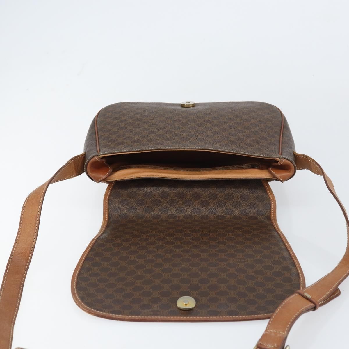 Celine Vintage Macadam Canvas And Leather Brown Canvas Shoulder Bag Bag (Pre-Owned)