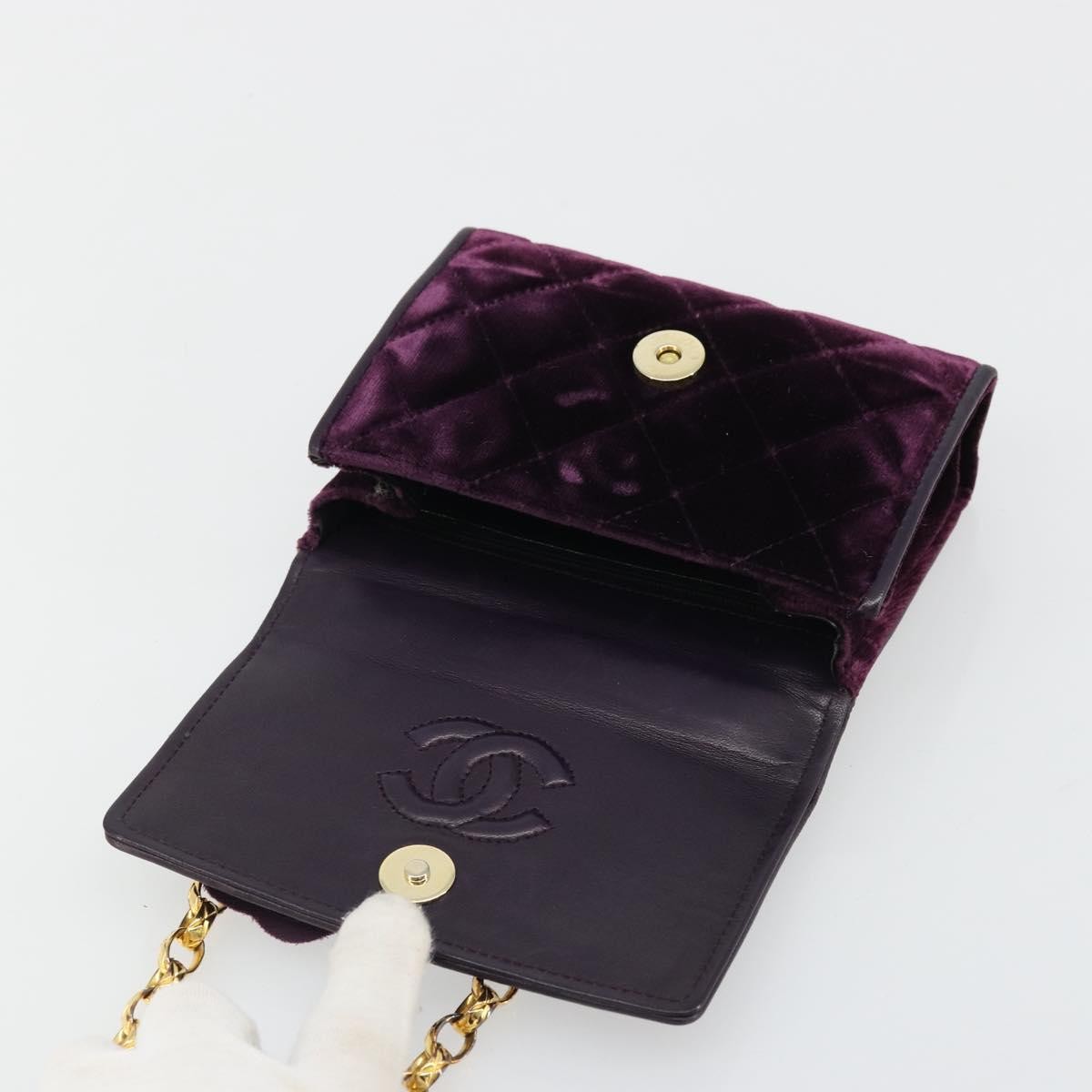 Chanel Wallet On Chain Quilted Velvet Purple Velvet Handbag (Pre-Owned)