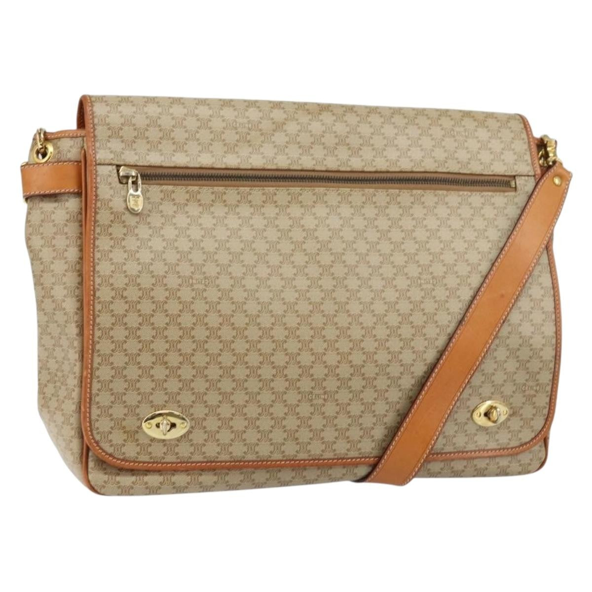 Celine Macadam Shoulder Pvc Leather Beige Canvas Bag (Pre-Owned)