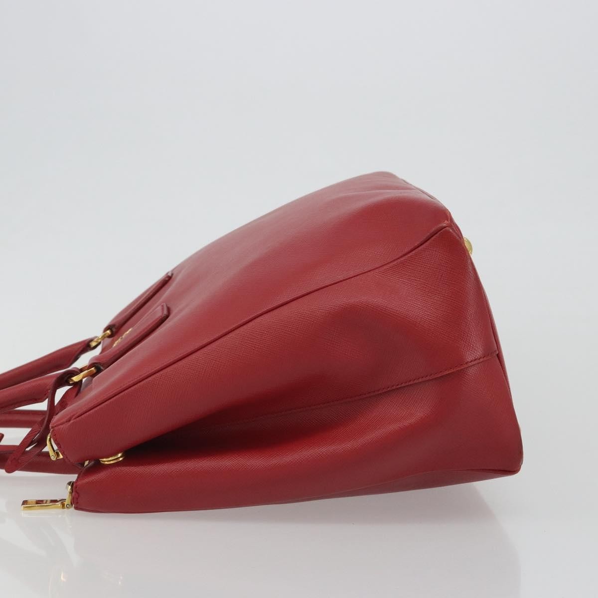 Prada Double Zip Lux Tote Saffiano Leather Red Leather Handbag (Pre-Owned)