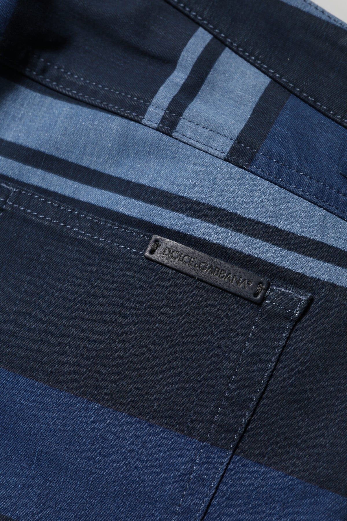 Dolce & Gabbana Blue Striped Cotton Stretch Denim Women's Jeans
