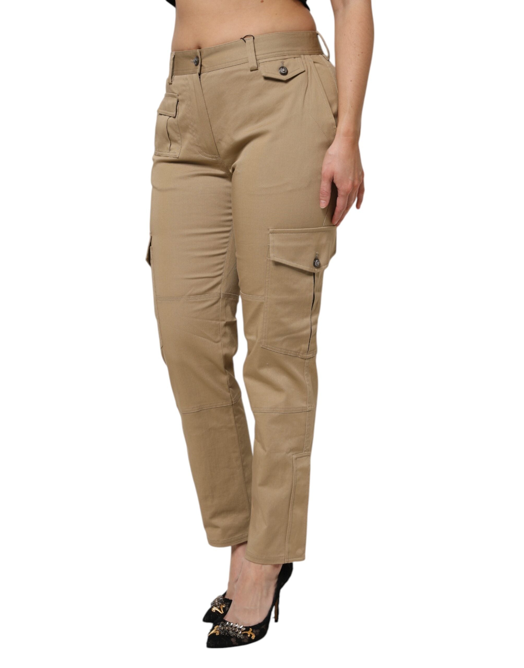 Dolce & Gabbana Brown Cotton Cargo Tapered Women's Pants