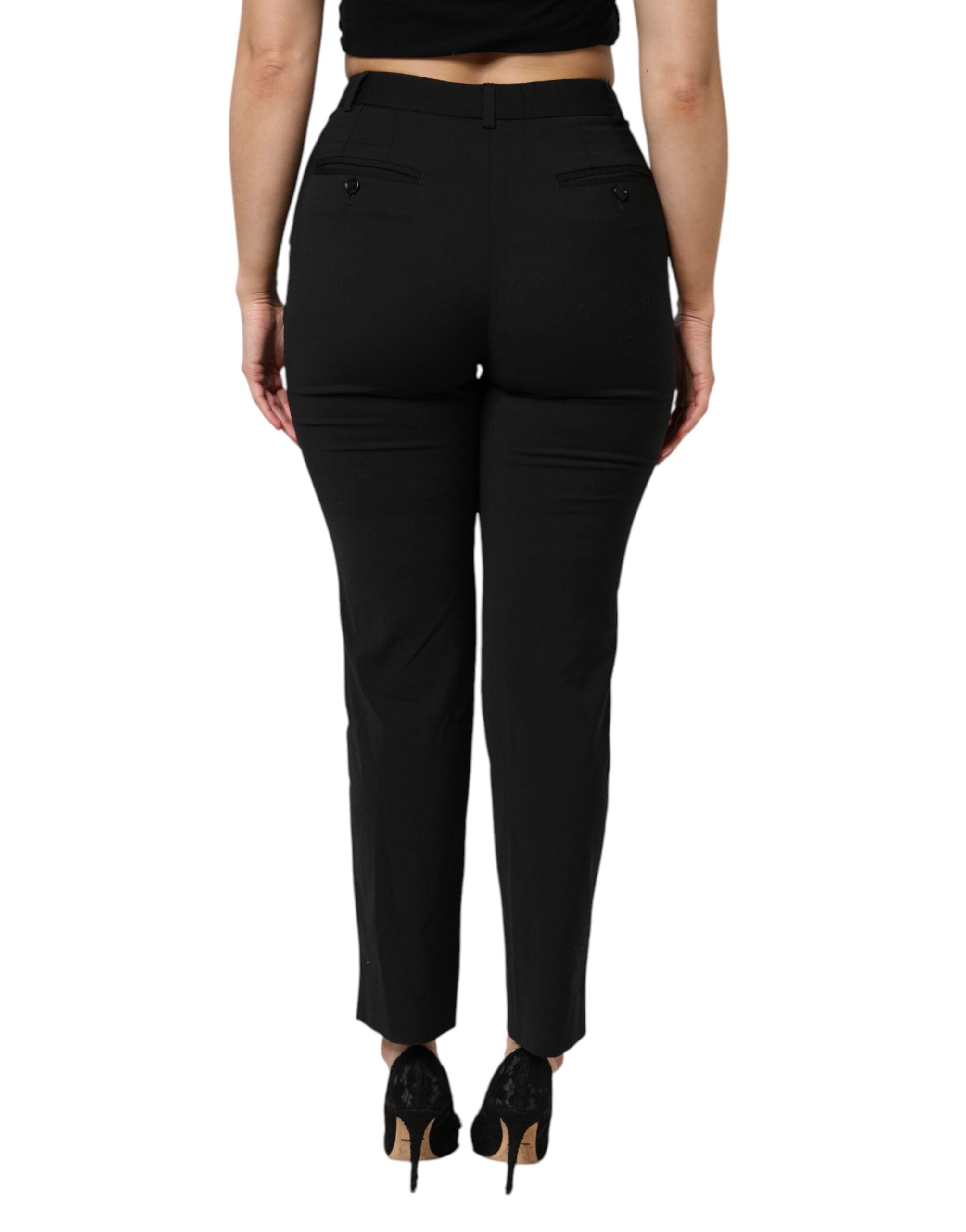Dolce & Gabbana Black High Waisted Tapered STAFF Women's Pants (Pre-Owned)