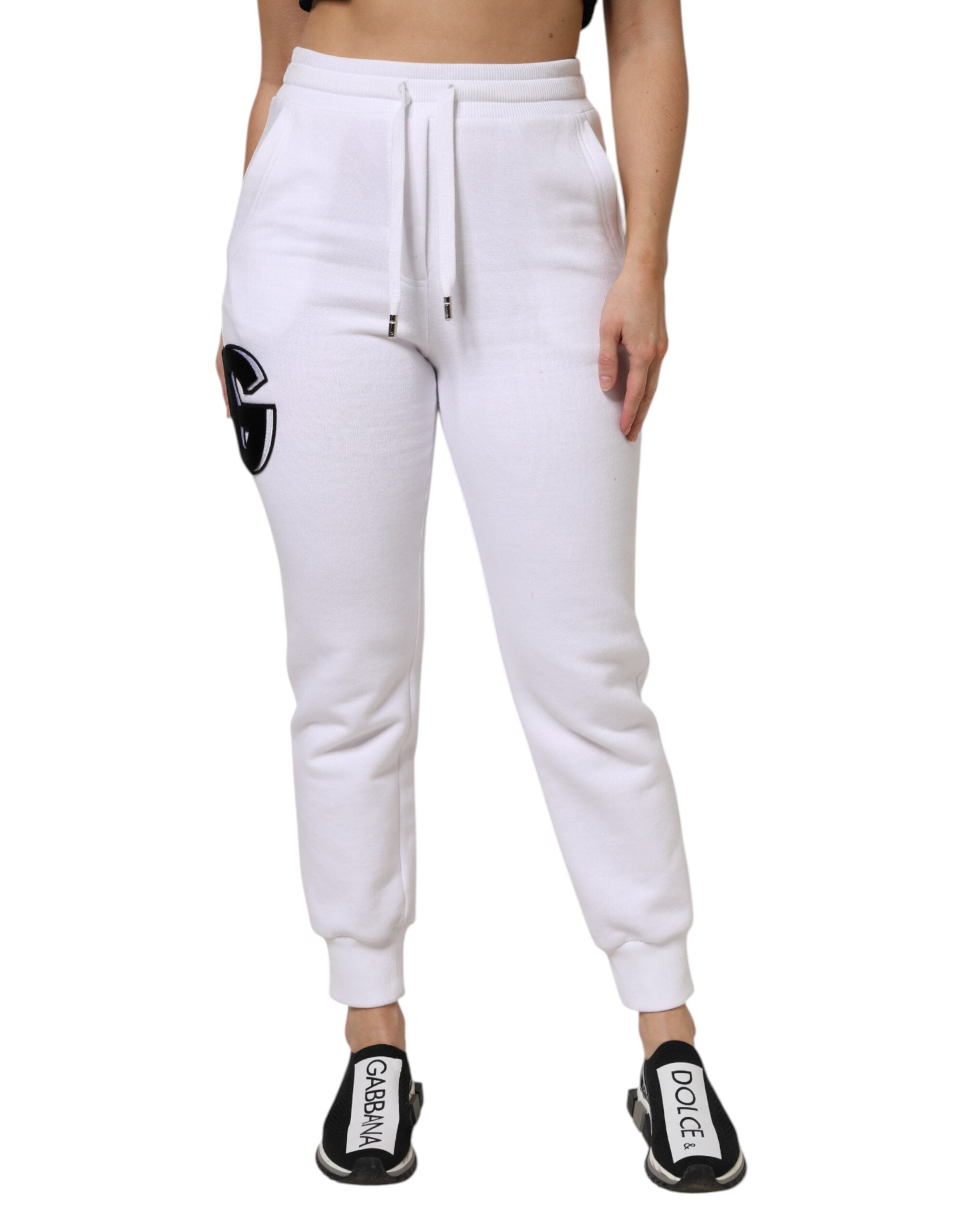 Dolce & Gabbana White Cotton Stretch Jogger SweatWomen's Women's Pants (Pre-Owned)