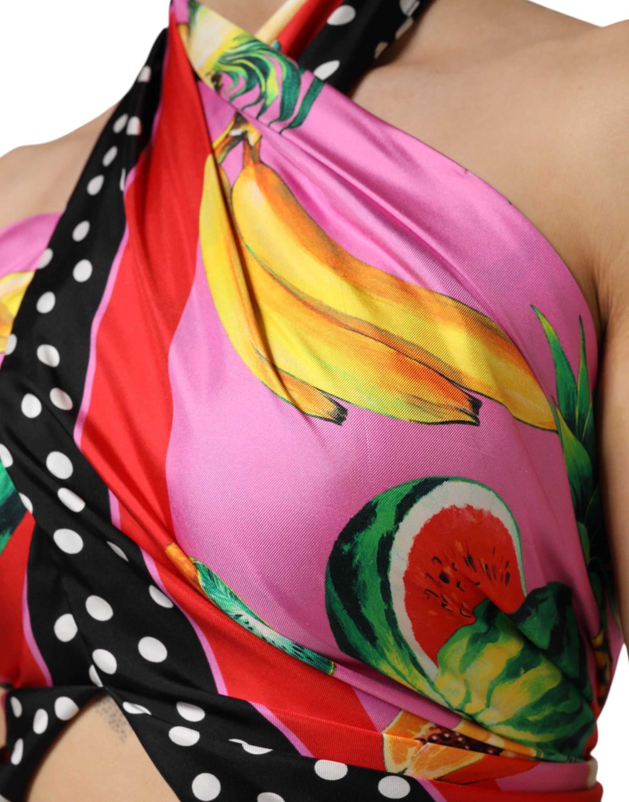 Dolce & Gabbana Multicolor Halter Party Evening Cropped Women's Top