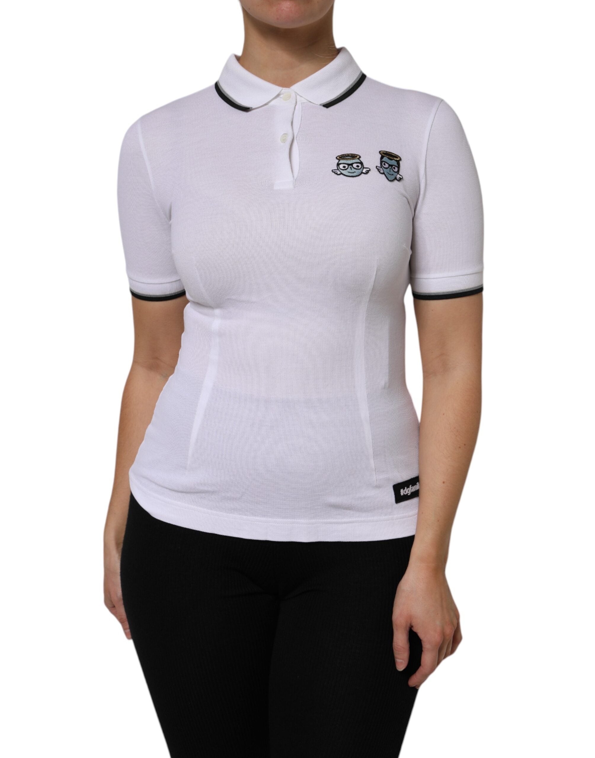 Dolce & Gabbana White Cotton Short Sleeves Collared Polo Women's Top
