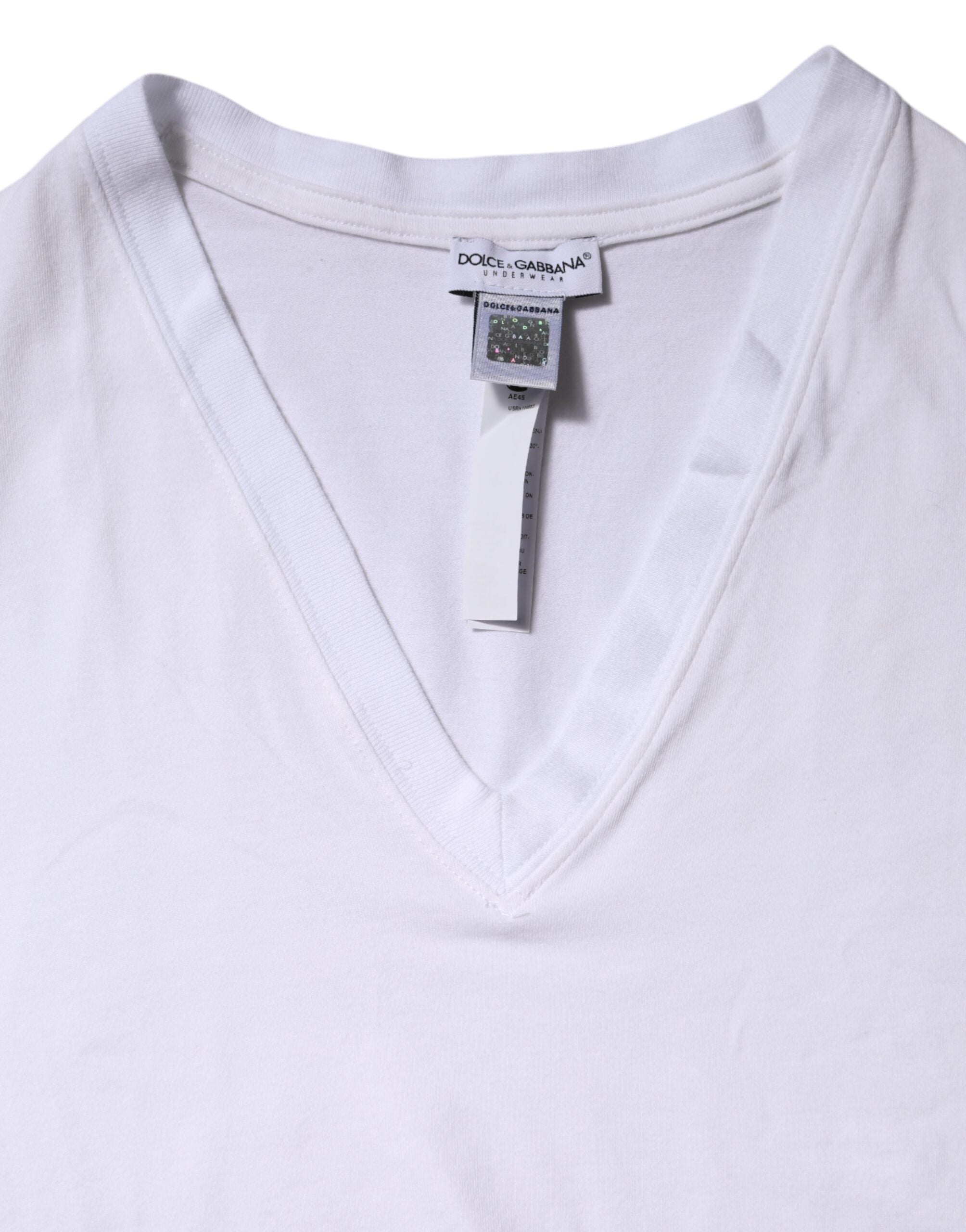 Dolce & Gabbana White Cotton Short Sleeves V-Neck Top Women's T-shirt