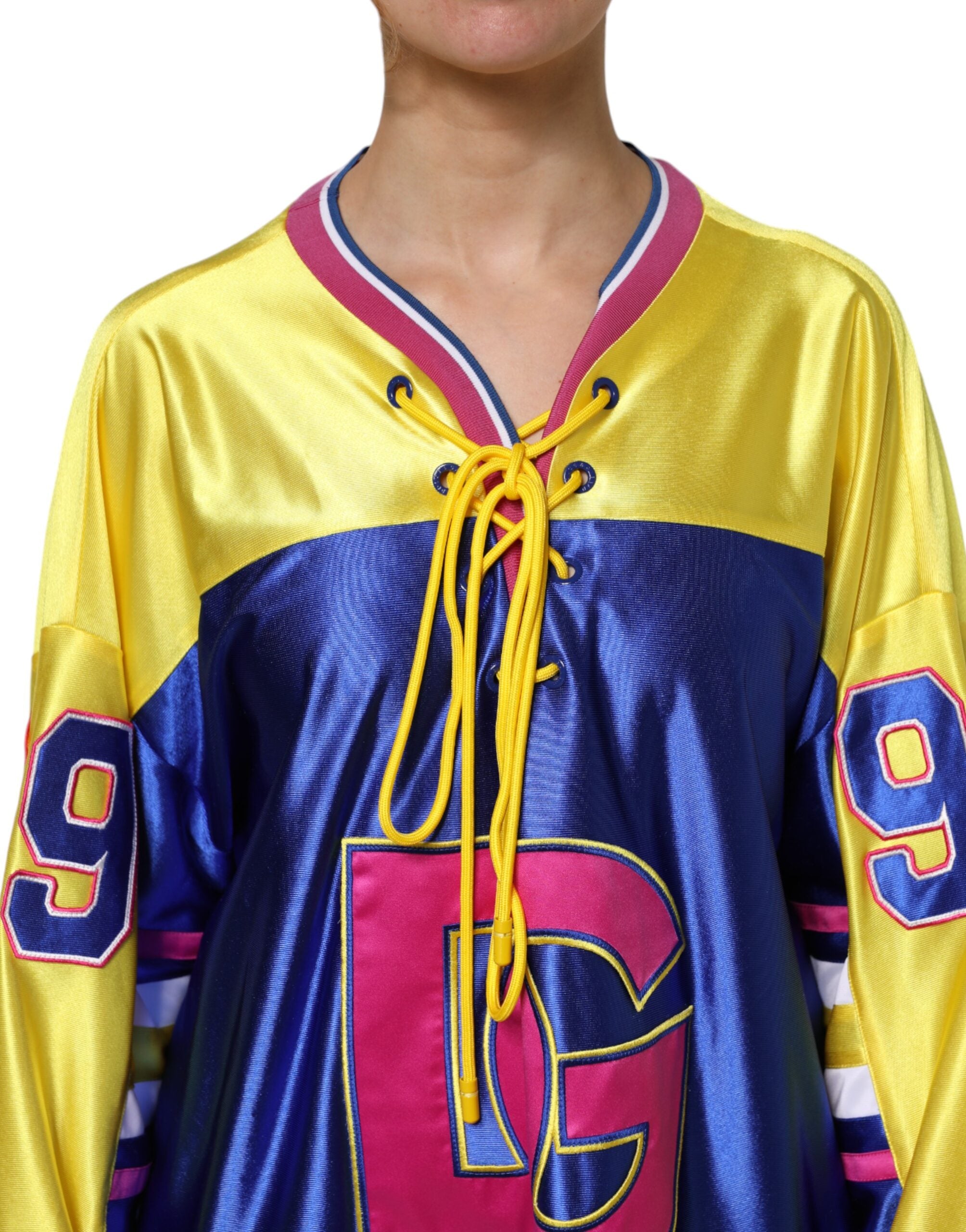 Dolce & Gabbana Multicolor Polyester Long Sleeves V-Neck Women's Top (Pre-Owned)