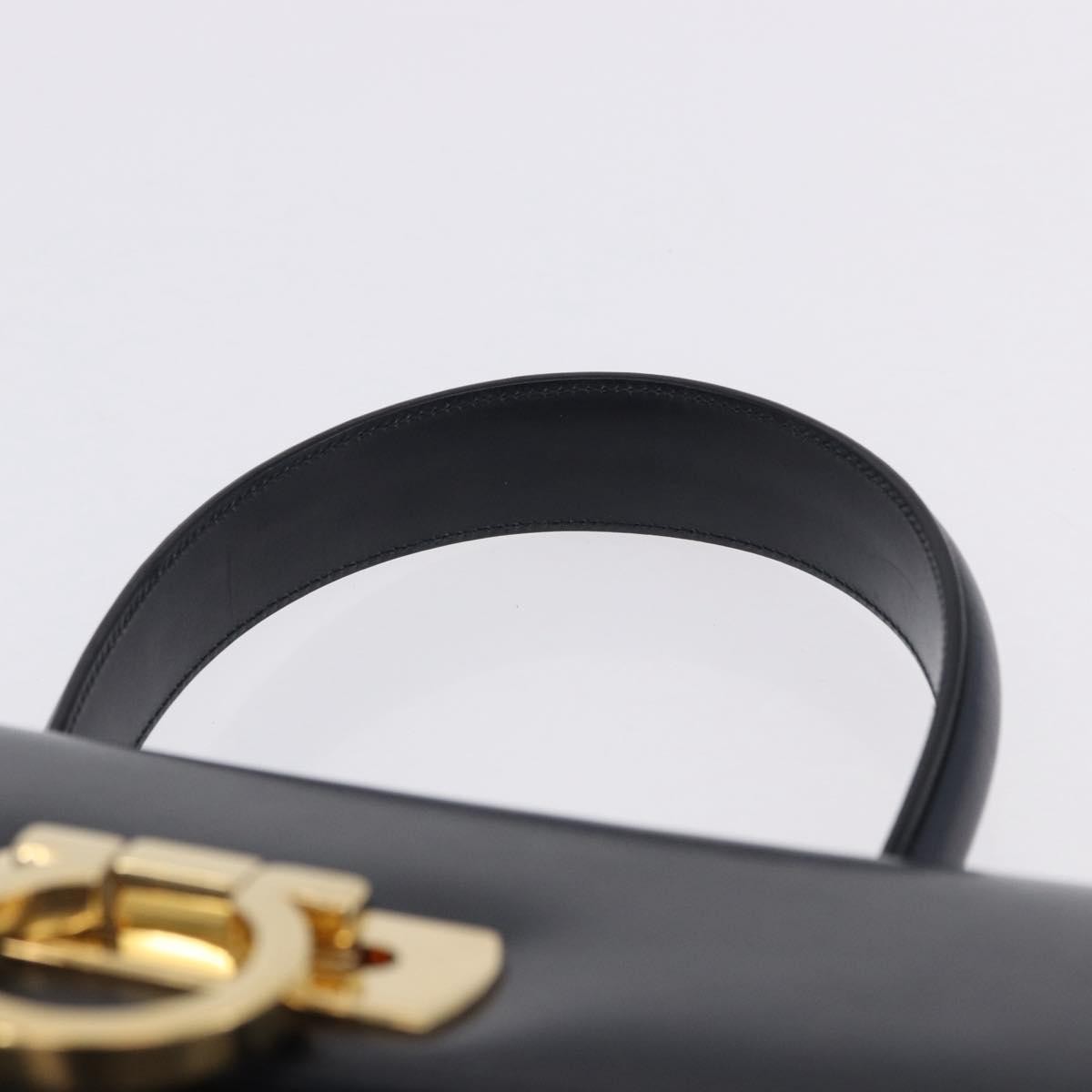 Salvatore Ferragamo Convertible Top Handle Leather Navy Leather Handbag (Pre-Owned)