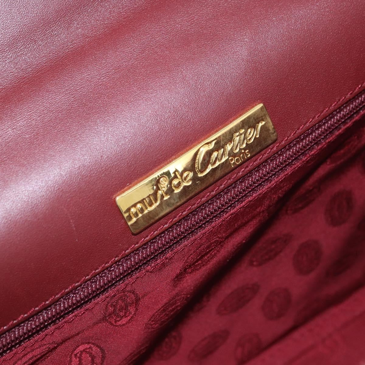 Cartier Must De Cartier Clutch Leather Burgundy Leather Clutche & Pouche Bag (Pre-Owned)