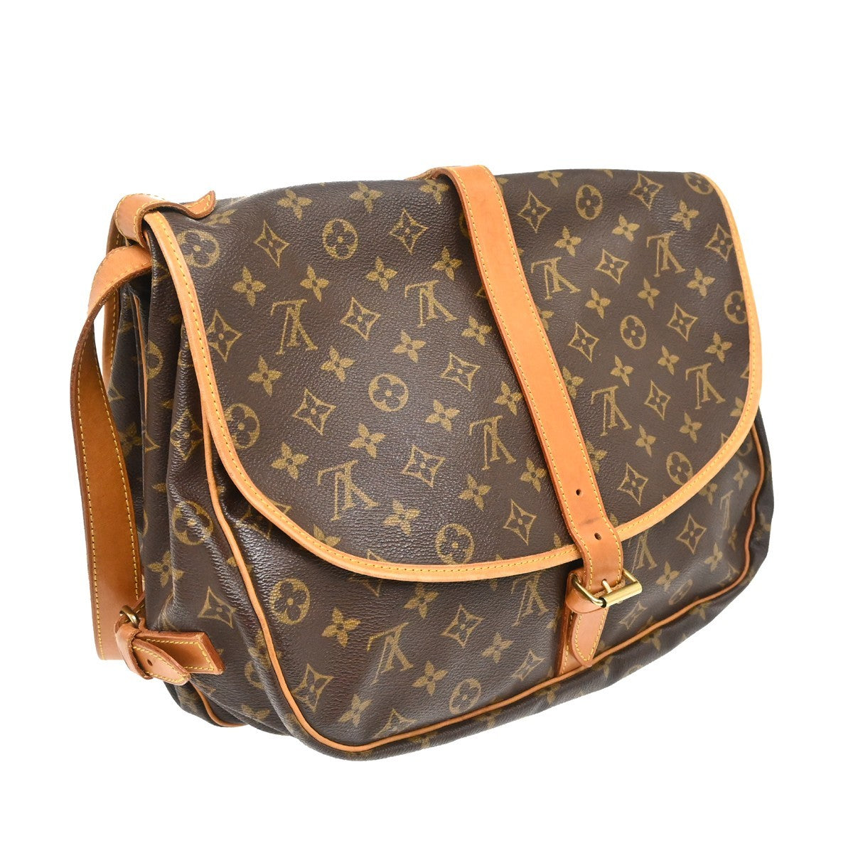 Louis Vuitton Saumur Monogram Canvas Brown Canvas Shoulder Bag Bag (Pre-Owned)