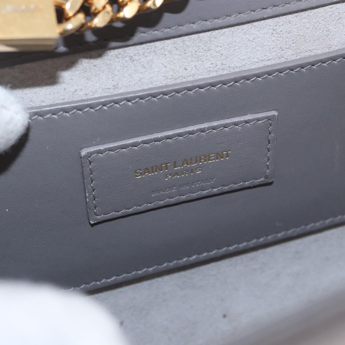 Saint Laurent Classic Monogram Tassel Leather Gray Leather Shoulder Bag Bag (Pre-Owned)