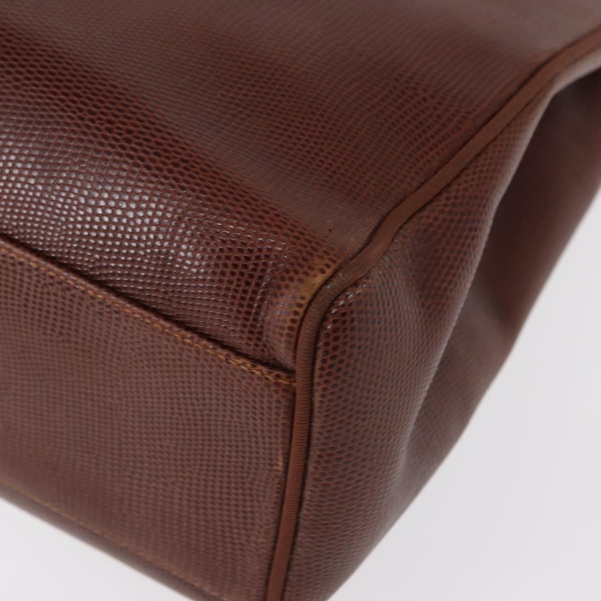 Salvatore Ferragamo Vintage Vara Bow Tote Lizard Embossed Leather Brown Leather Tote Bag Bag (Pre-Owned)