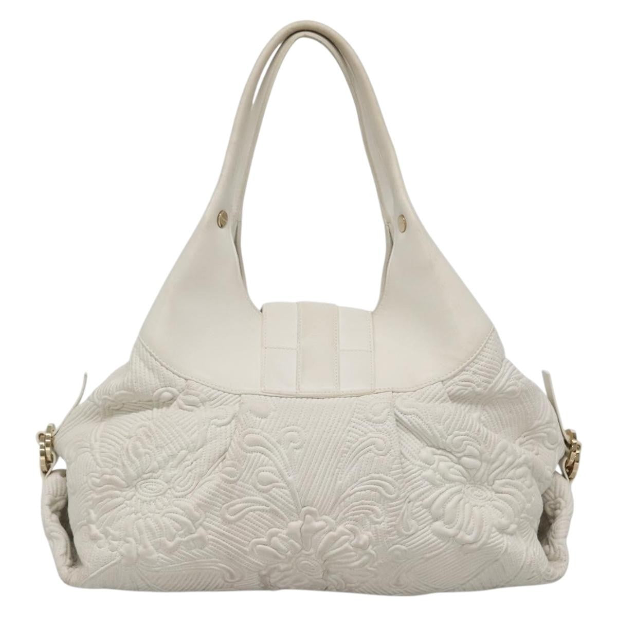 Bvlgari Chandra Hobo Leather White Leather Handbag (Pre-Owned)