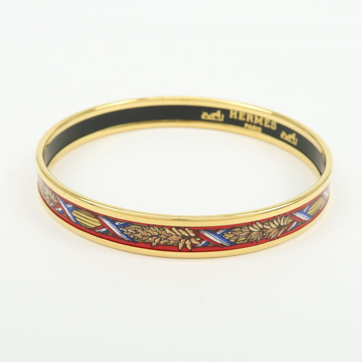 Hermes Bangle Printed Enamel Gold Gold_Plated Bracelet Jewelry (Pre-Owned)