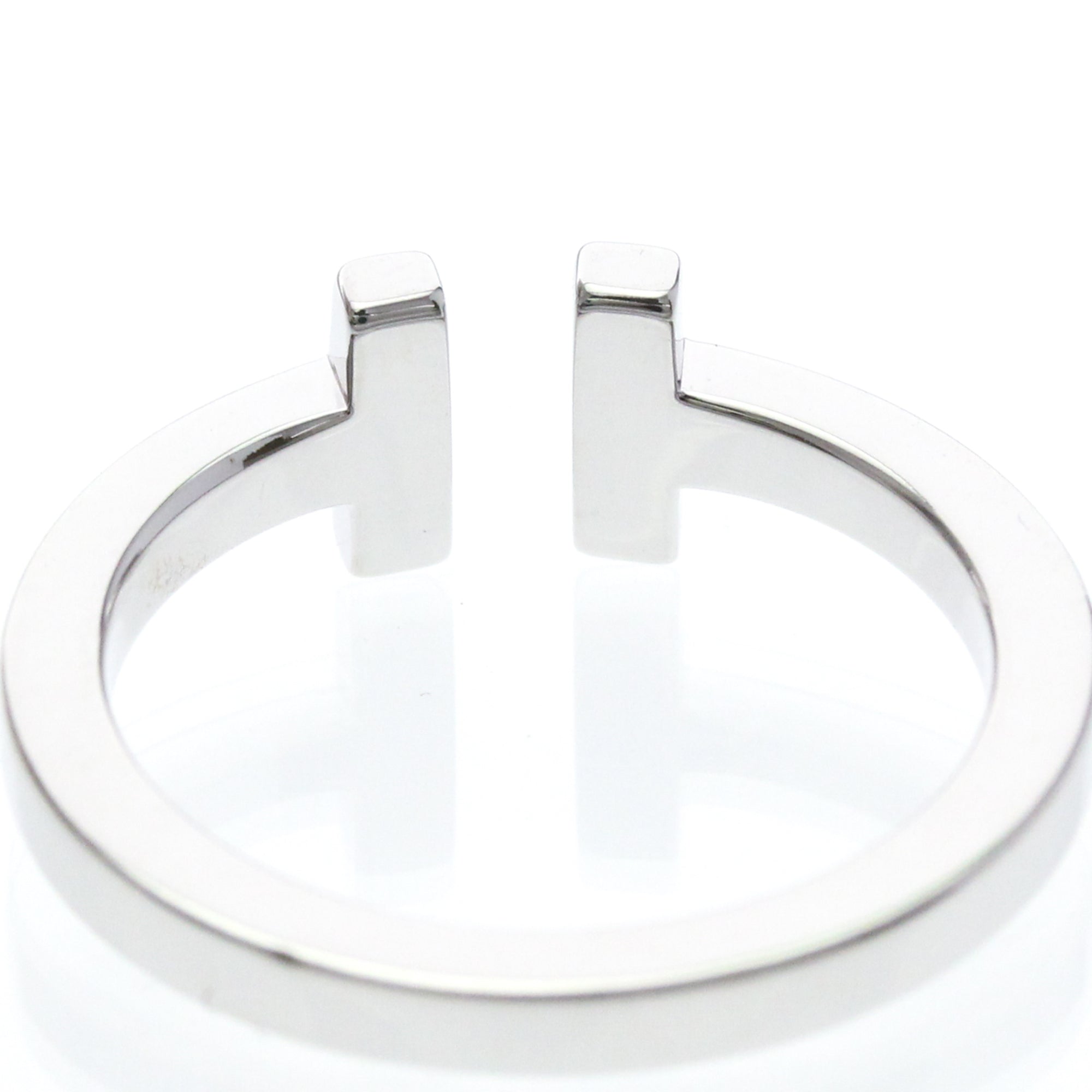 Tiffany & Co. T Square 18K White Gold Silver White_Gold Ring Jewelry (Pre-Owned)