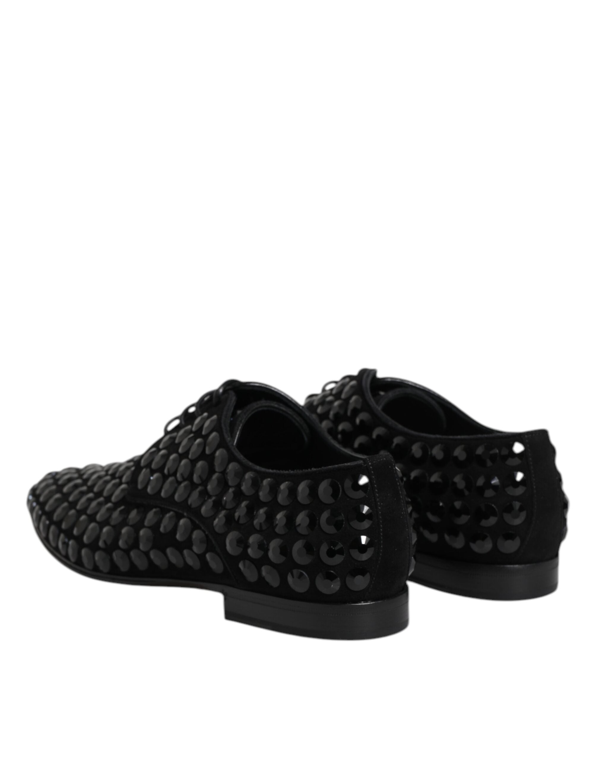 Dolce & Gabbana Black Suede Strass Derby Formal Men's Shoes