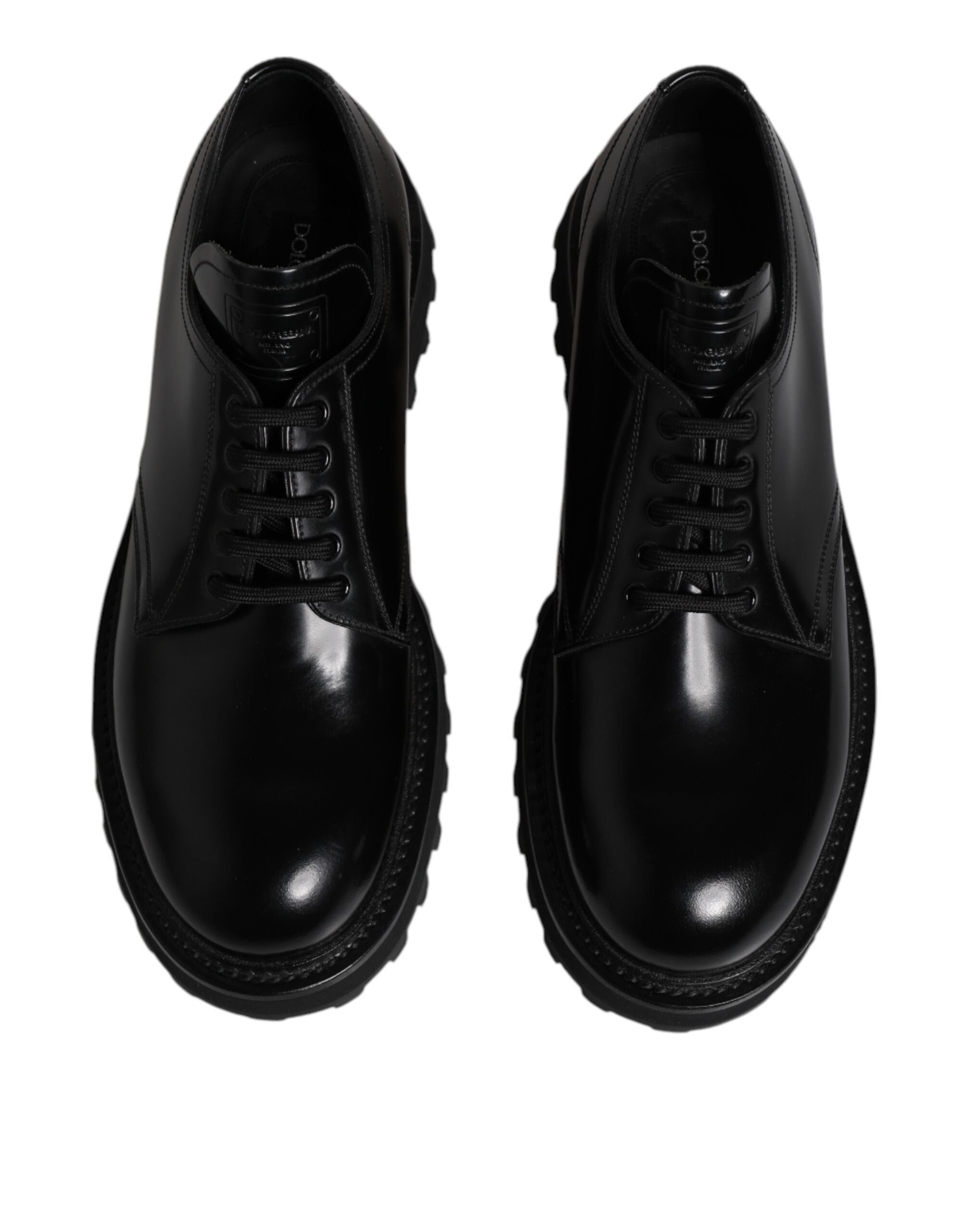 Dolce & Gabbana Black Leather Lace Up Derby Men Dress Men's Shoes