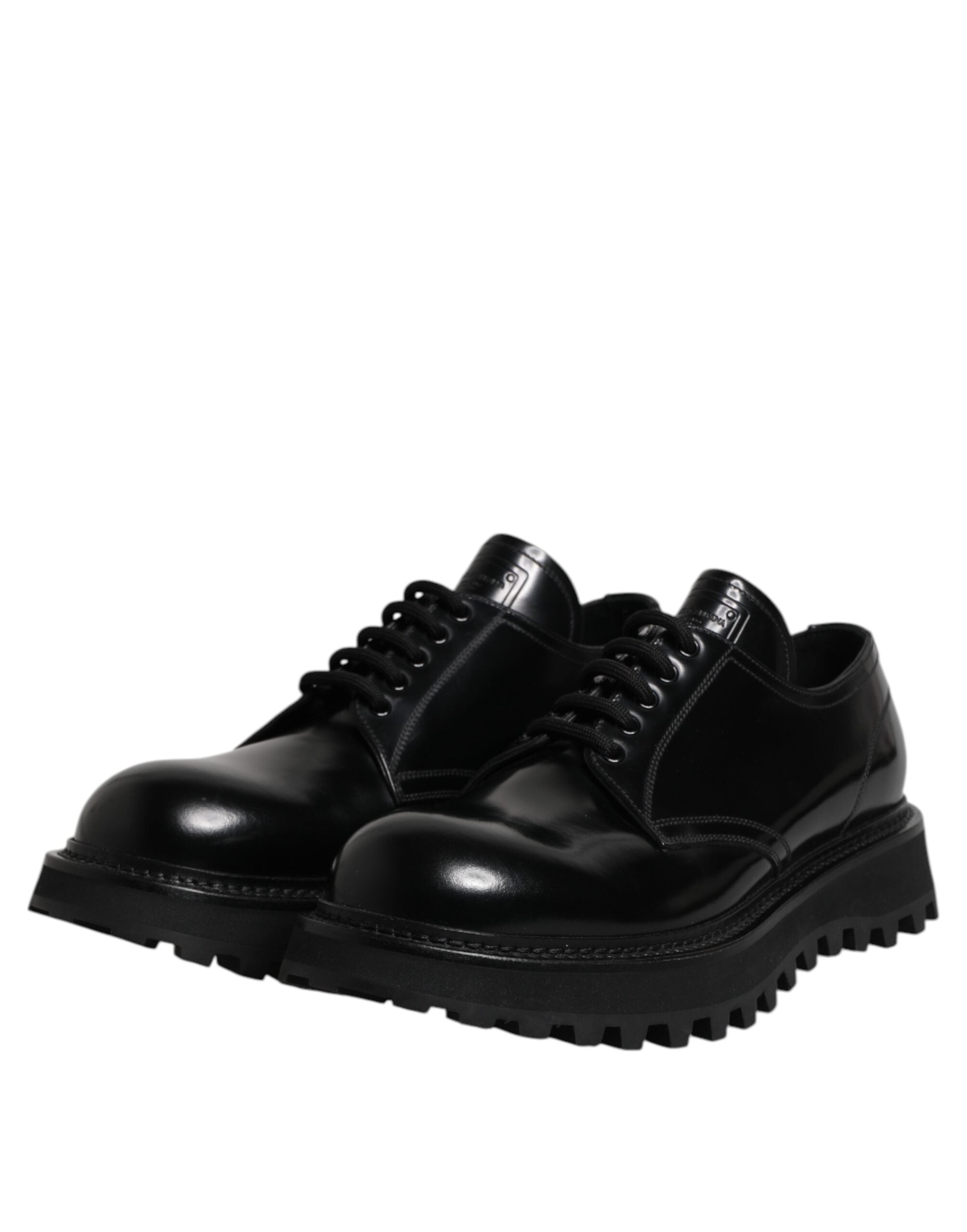 Dolce & Gabbana Black Leather Lace Up Derby Men Dress Men's Shoes