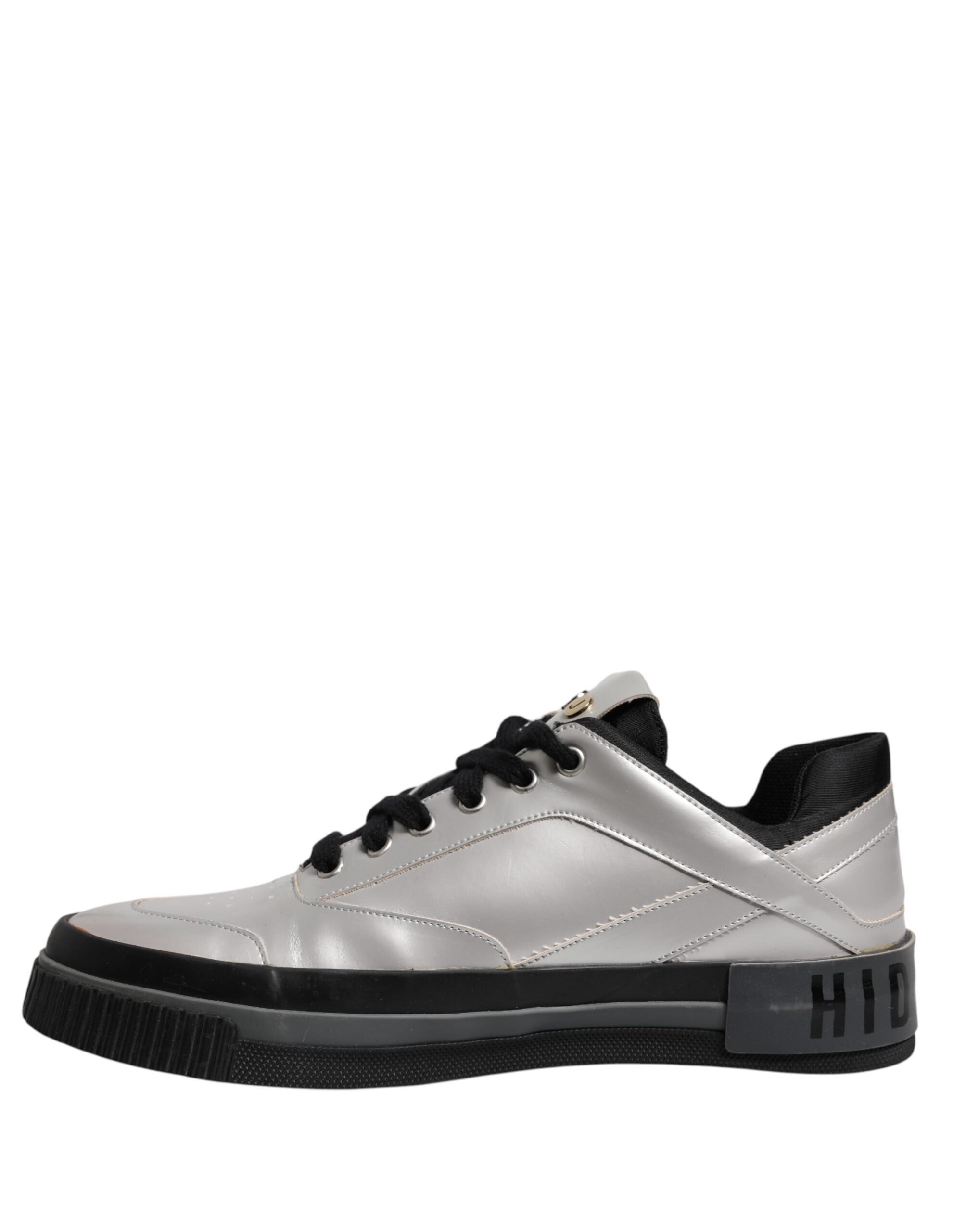 HIDE & JACK Metallic Silver Low Top Lace Up Sneakers Men's Shoes (Pre-Owned)