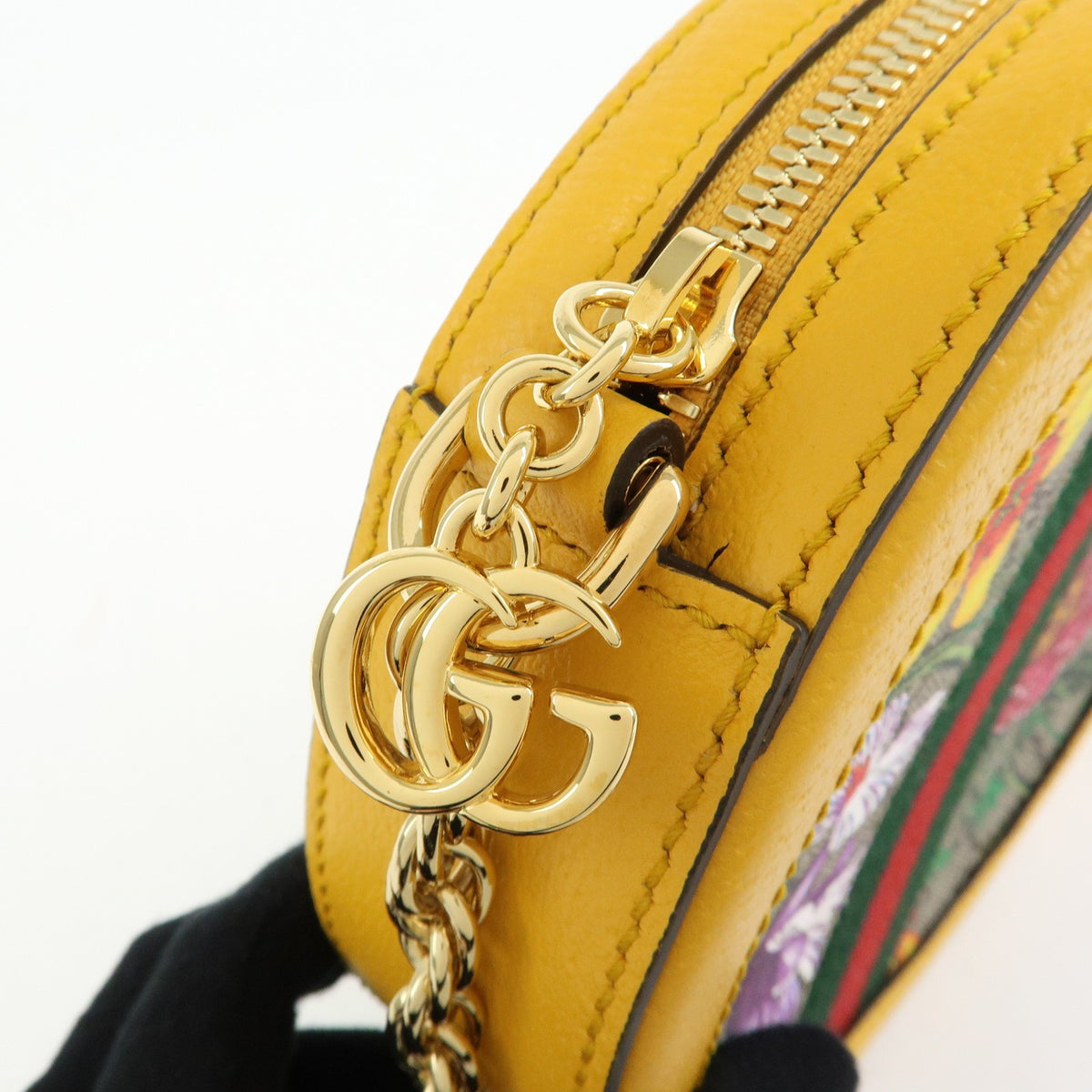 Gucci Ophidia Round Flora Gg Coated Canvas Yellow Leather Shoulder Bag Bag (Pre-Owned)
