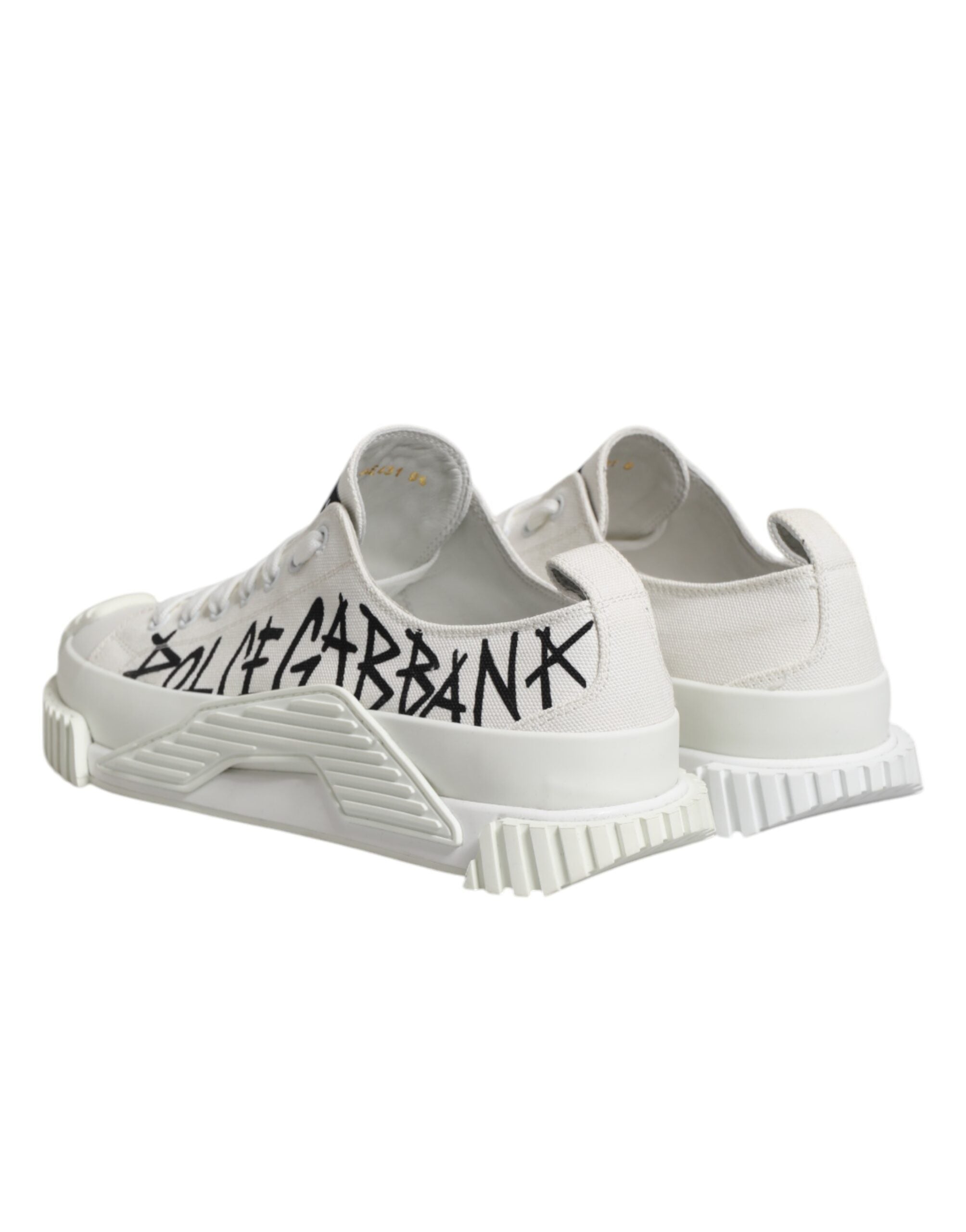Dolce & Gabbana White Logo Print Lace Up Low Top Sneakers Men's Shoes