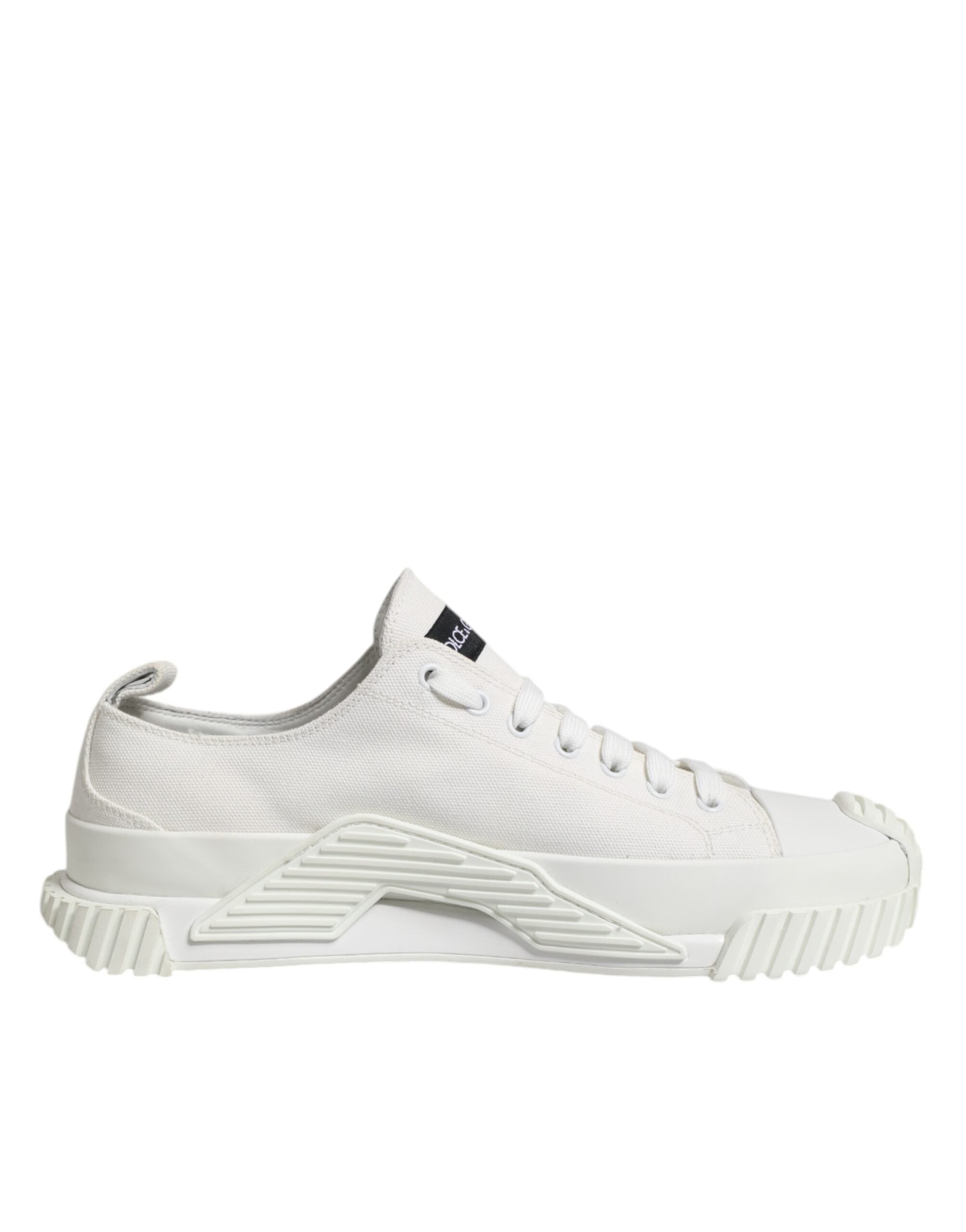 Dolce & Gabbana White Logo Print Lace Up Low Top Sneakers Men's Shoes