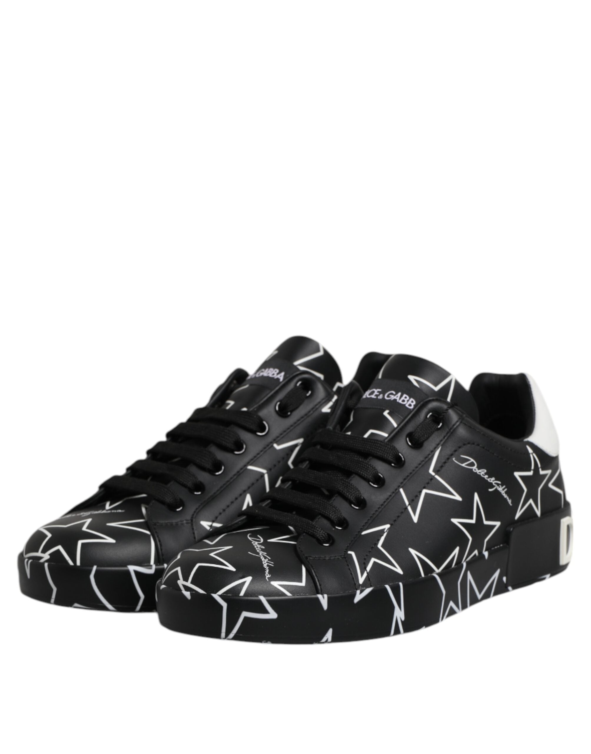 Dolce & Gabbana Black White Stars Low Top Men Sneakers Men's Shoes (Pre-Owned)