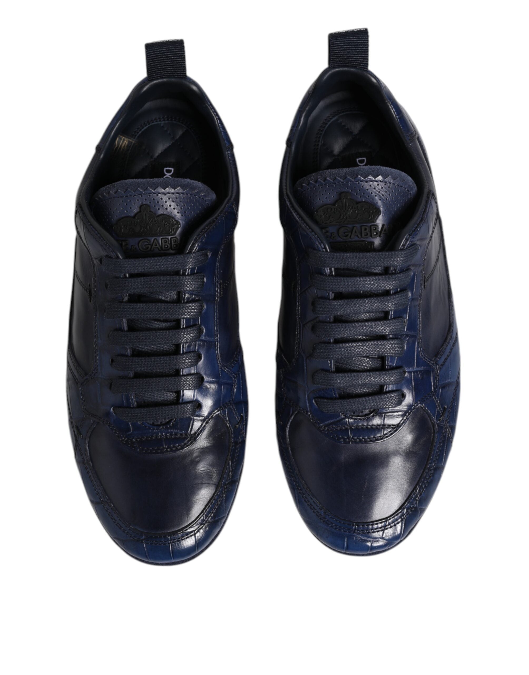 Dolce & Gabbana Dark Blue Leather Low Top Men Sneakers Men's Shoes