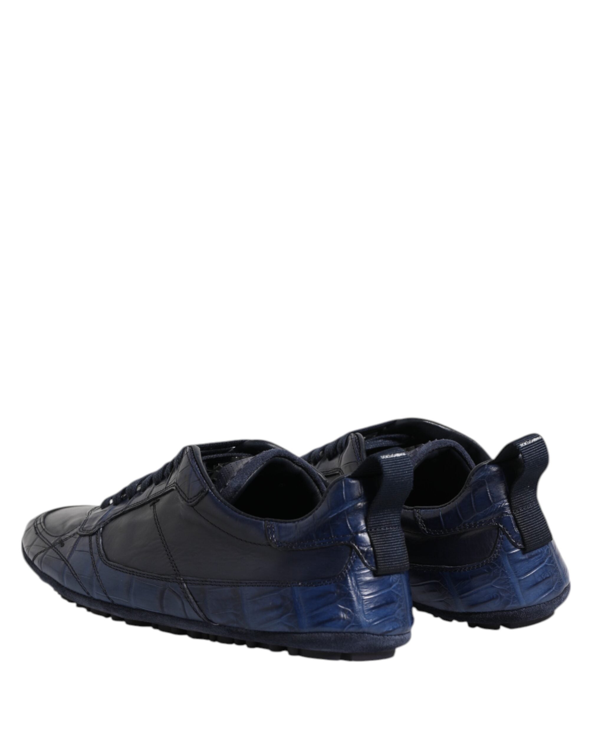 Dolce & Gabbana Dark Blue Leather Low Top Men Sneakers Men's Shoes