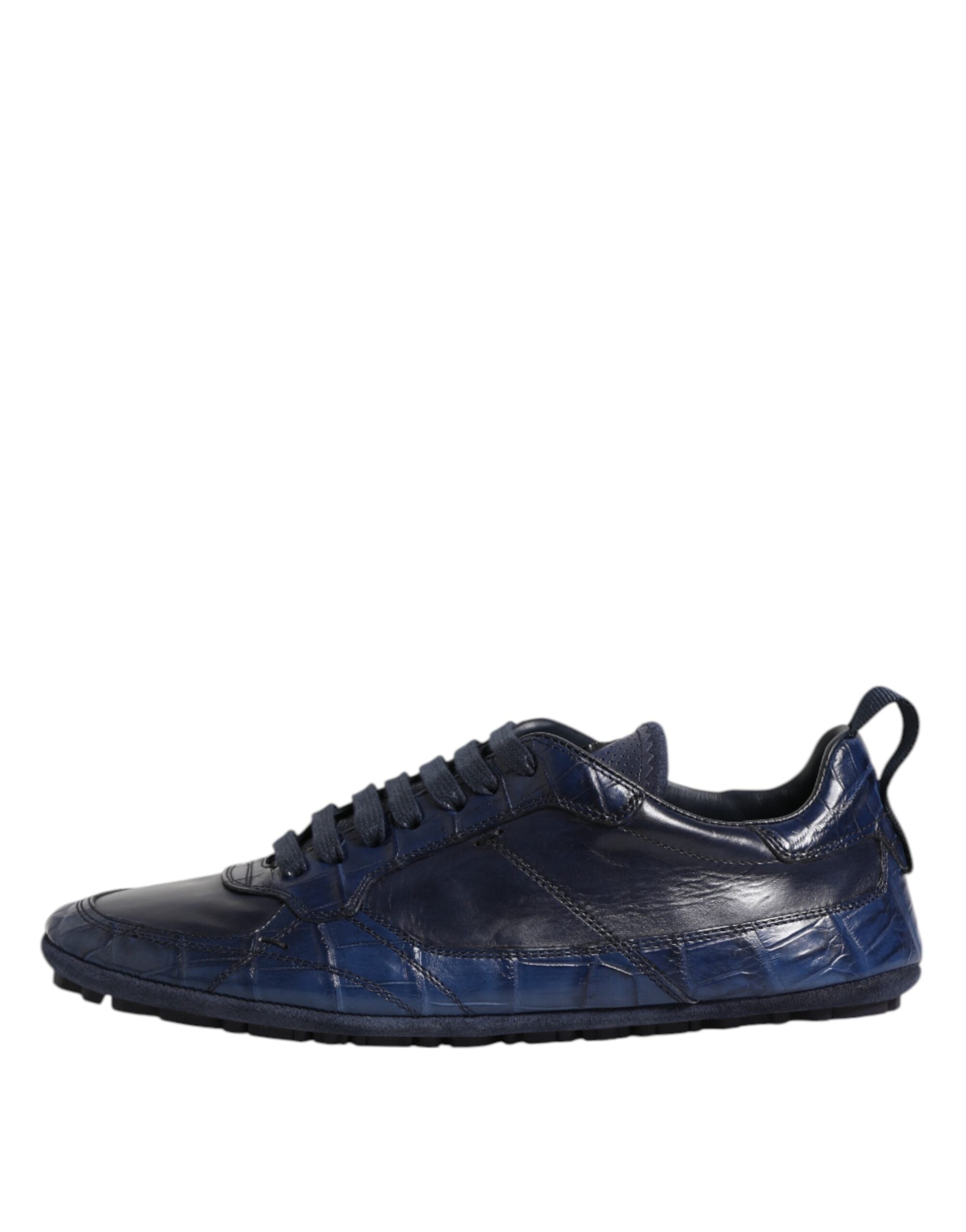 Dolce & Gabbana Dark Blue Leather Low Top Men Sneakers Men's Shoes