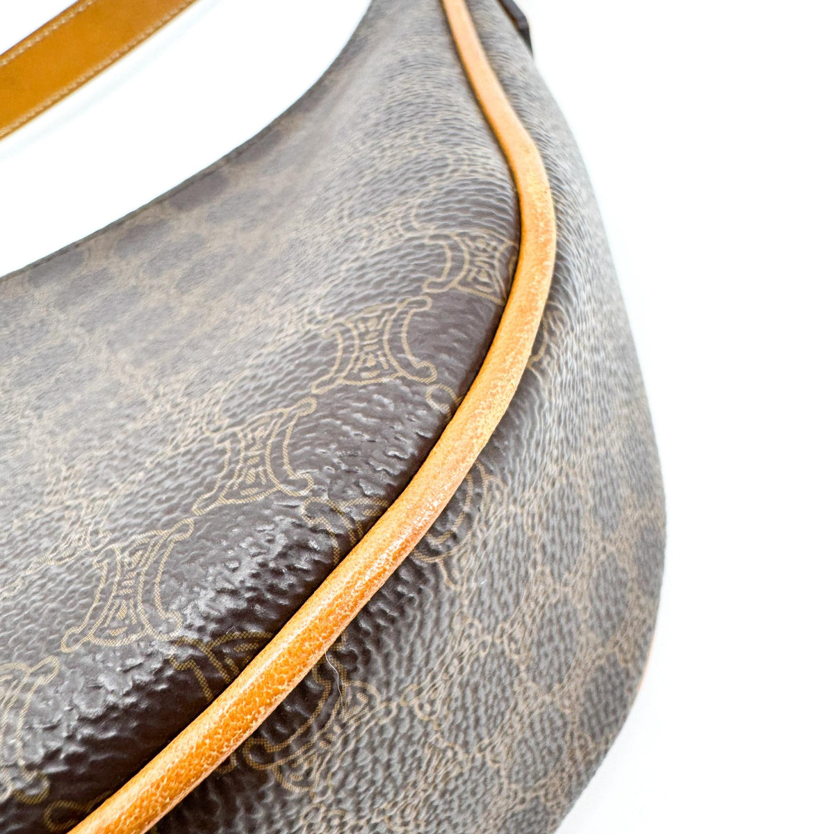 Celine Ava Triomphe Coated Canvas Black Canvas Handbag (Pre-Owned)