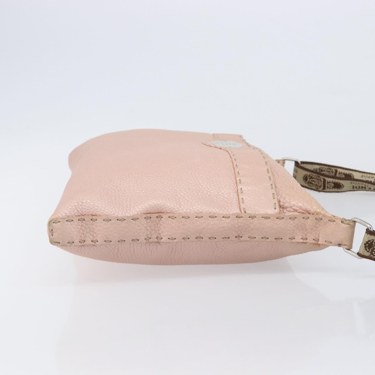 Fendi Vintage Selleria Zip Messenger Leather Pink Leather Handbag (Pre-Owned)