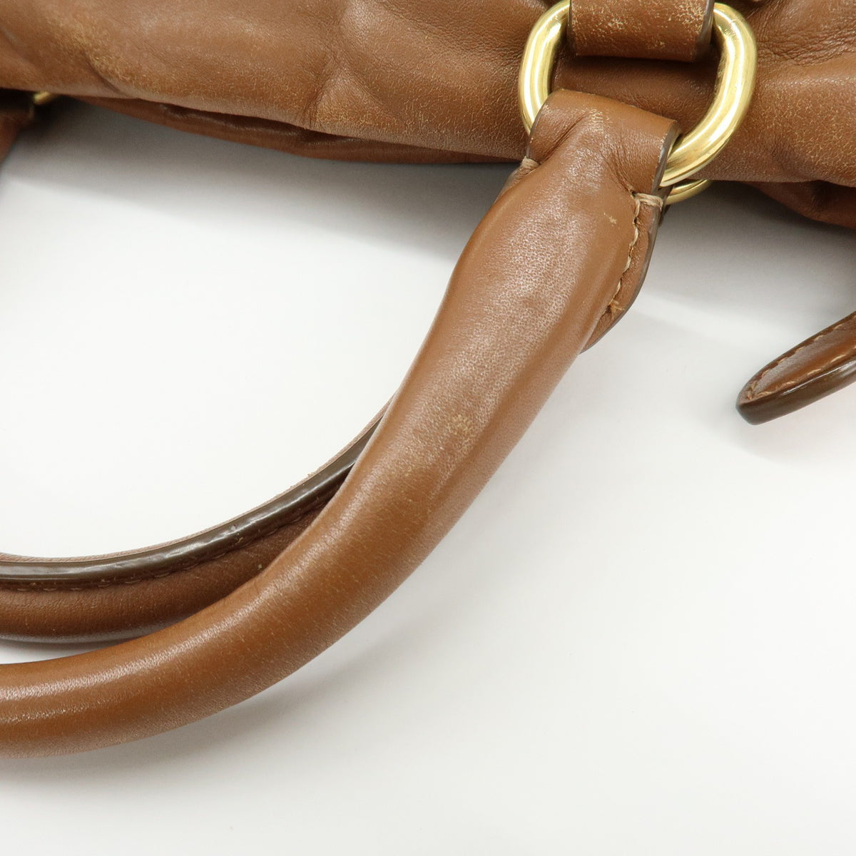 Prada Convertible Belted Satchel Soft Calf Brown Leather Handbag (Pre-Owned)