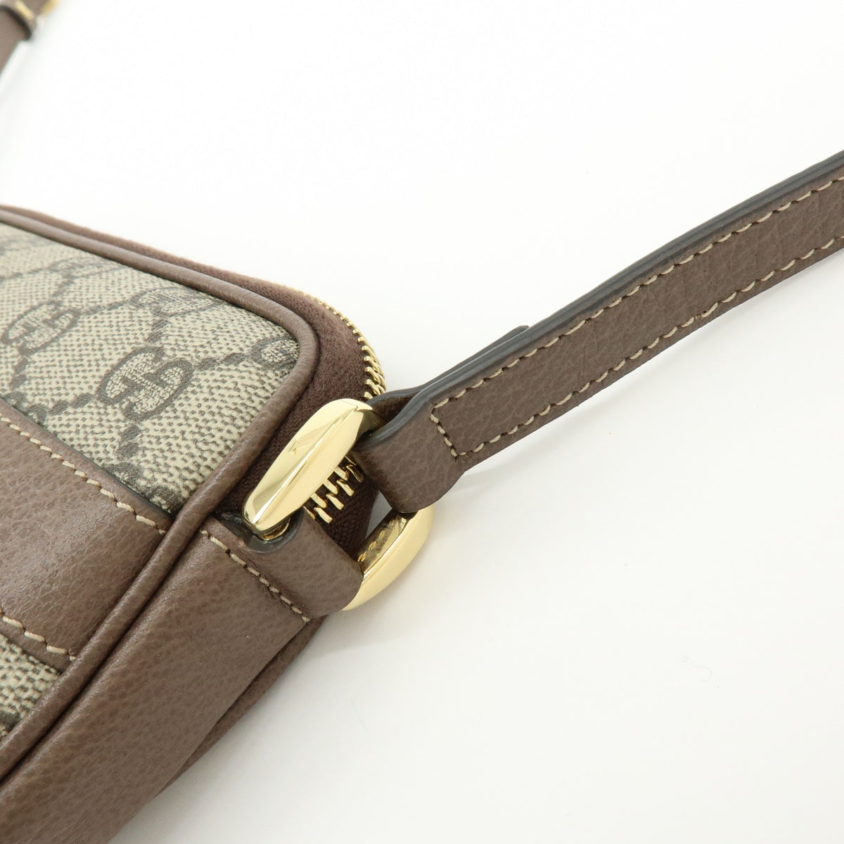 Gucci Ophidia Gg Coated Canvas Brown Leather Crossbody Bag Bag (Pre-Owned)