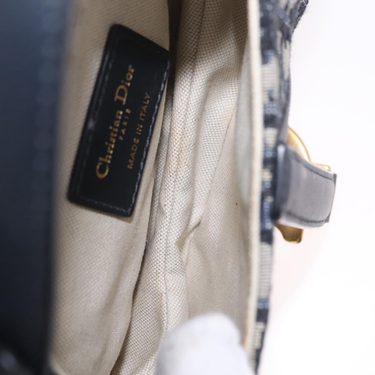 Christian Dior Saddle Oblique Canvas Navy Canvas Handbag (Pre-Owned)
