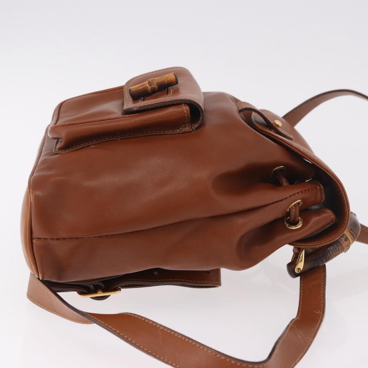 Gucci Vintage Bamboo Leather Brown Leather Backpack Bag (Pre-Owned)