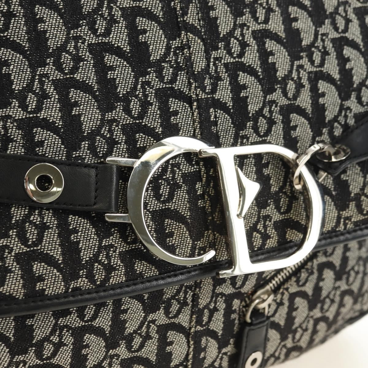 Christian Dior Vintage Cd Flap Messenger Diorissimo Canvas Black Canvas Shoulder Bag Bag (Pre-Owned)