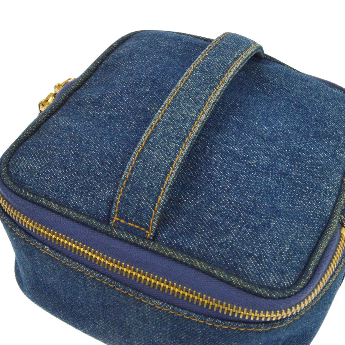 Chanel Vanity Case Quilted Denim Blue Denim_Jeans Clutche & Pouche Bag (Pre-Owned)
