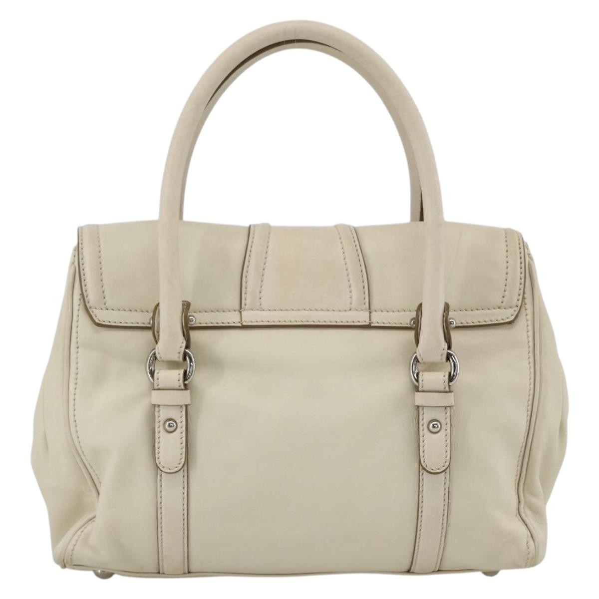 Salvatore Ferragamo Vintage Leather White Leather Handbag (Pre-Owned)