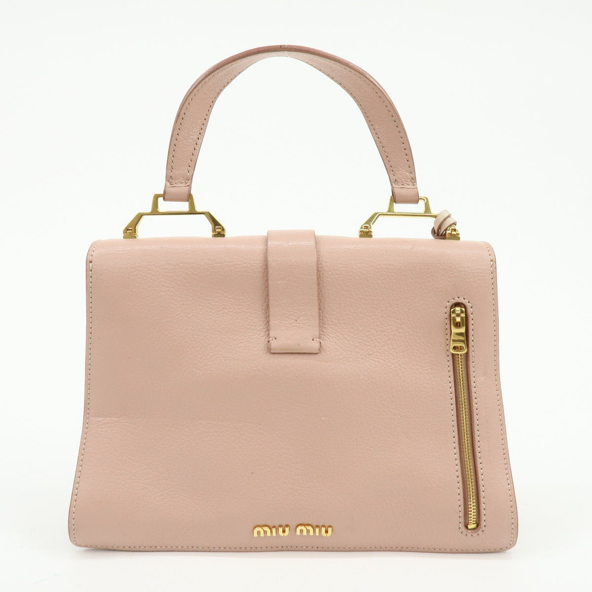 Miu Miu Madras Convertible Compartment Top Handle Leather Pink Leather Handbag (Pre-Owned)