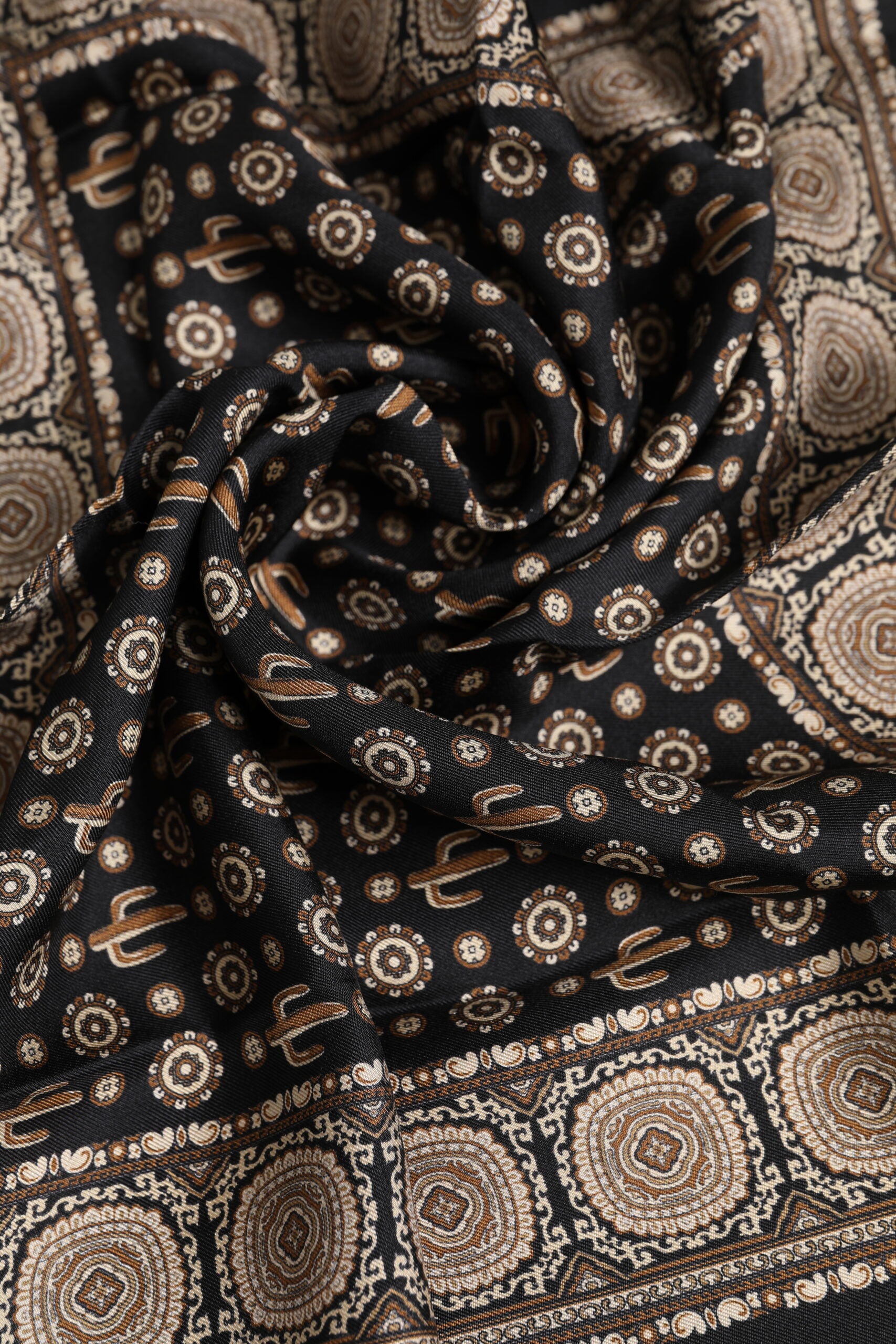 Dolce & Gabbana Black Brown Patterned Square Foulard Men's Scarf (Pre-Owned)